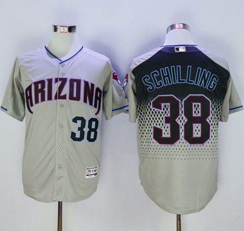 Diamondbacks #38 Curt Schilling Gray/Capri New Cool Base Stitched MLB Jersey